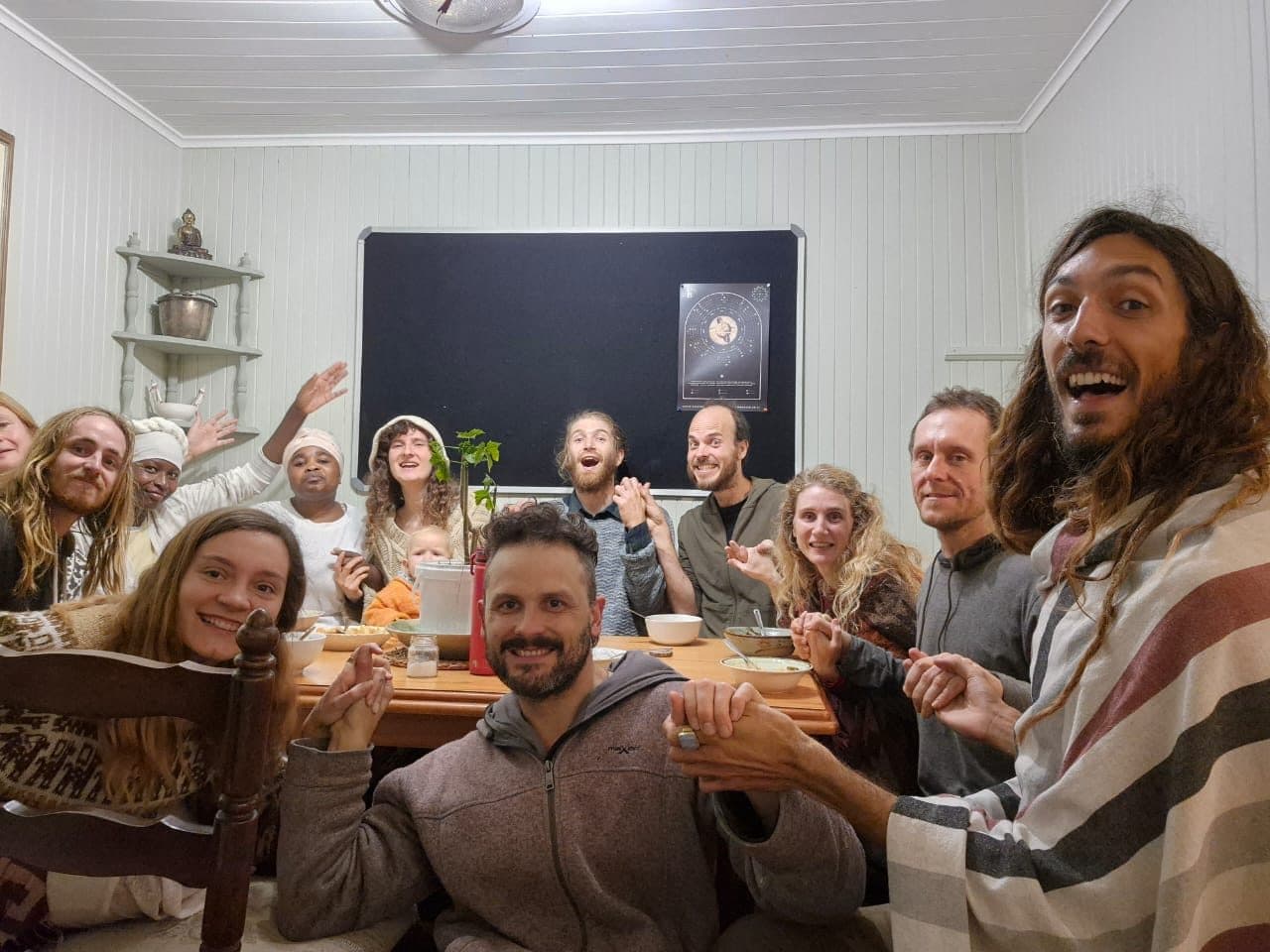 The Cosmic Bazaar star family around the dinner table.