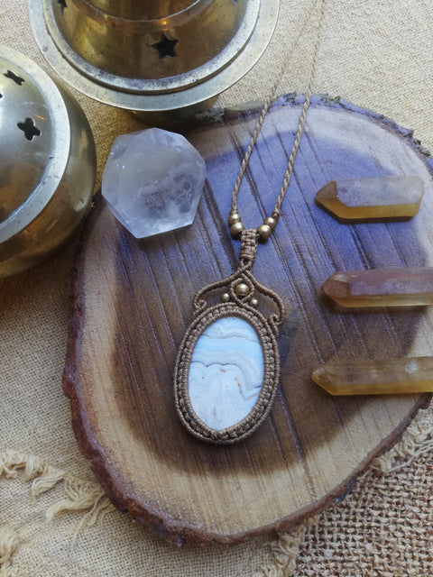 Lace Agate Pendant Necklace by Autumn Essence