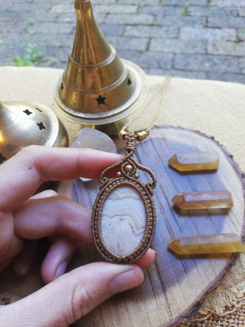 Lace Agate Pendant Necklace by Autumn Essence